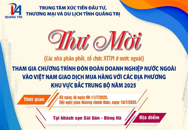 ขอเชิญเข้าร่วมงานต้อนรับนักธุรกิจชาวต่างชาติที่ต้องการสั่งซื้อผลิตภัณฑ์จากผู้ประกอบการกลุ่มภาคกลางตอนเหนือประเทศเวียดนามปี 2025